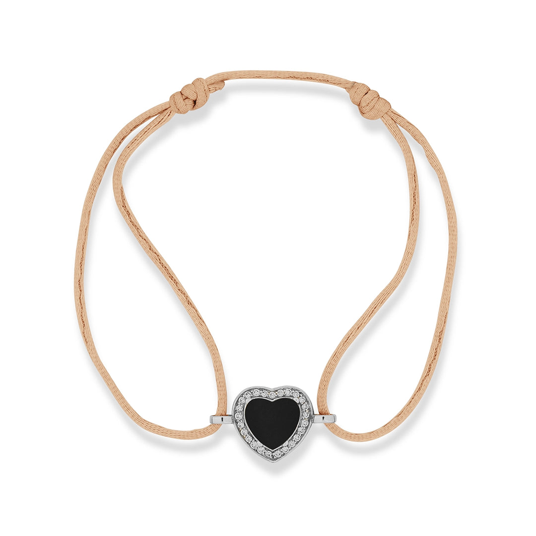 Amore Bracelet Cord Onyx White Gold