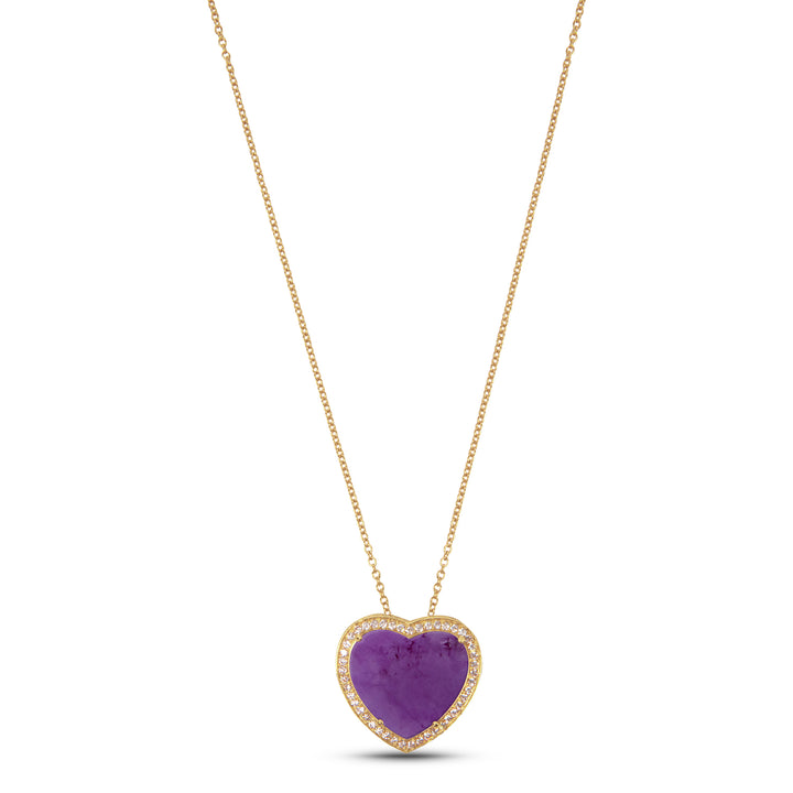 Amore Necklace Purple Agate Yellow Gold Large