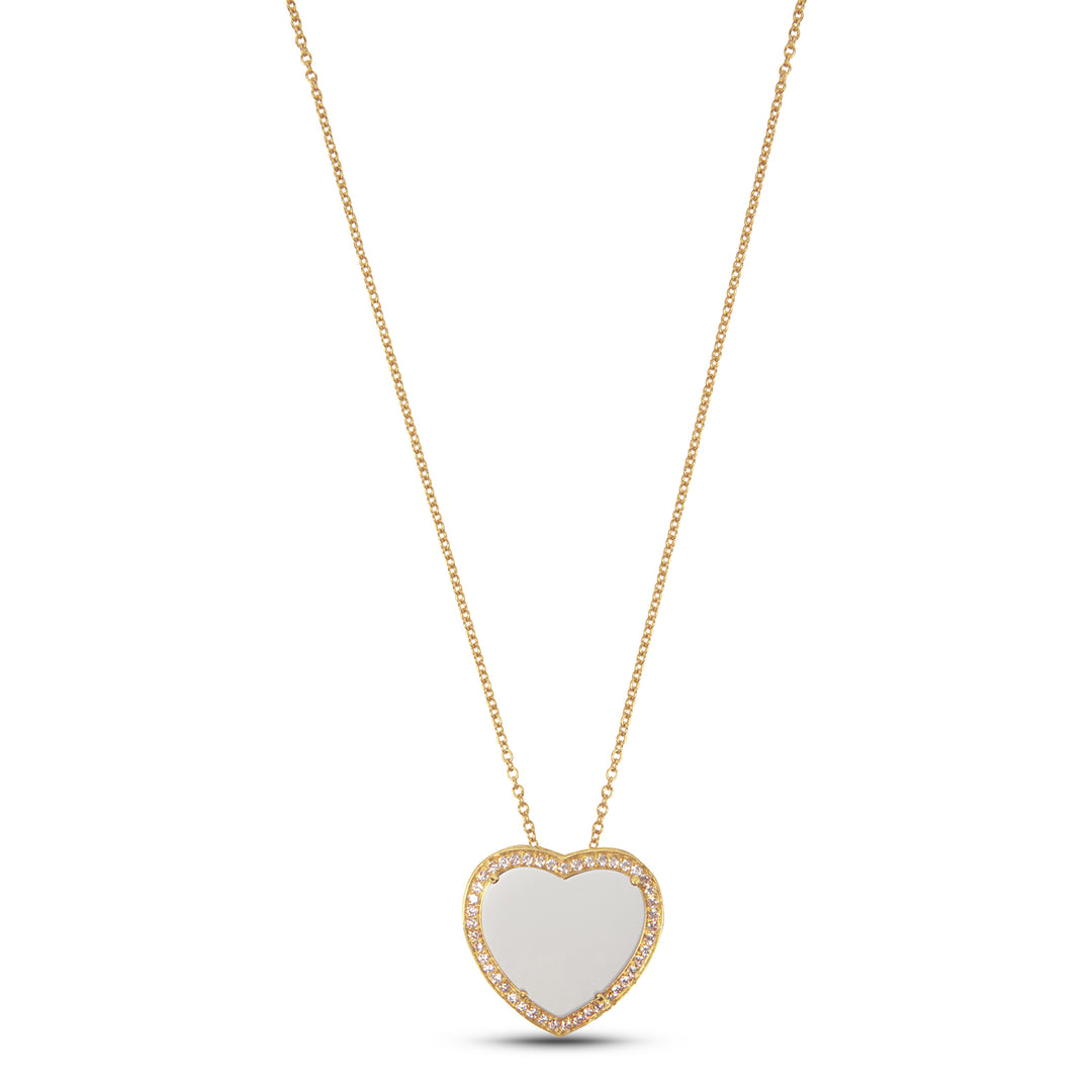 Amore Necklace White Agate Yellow Gold Large