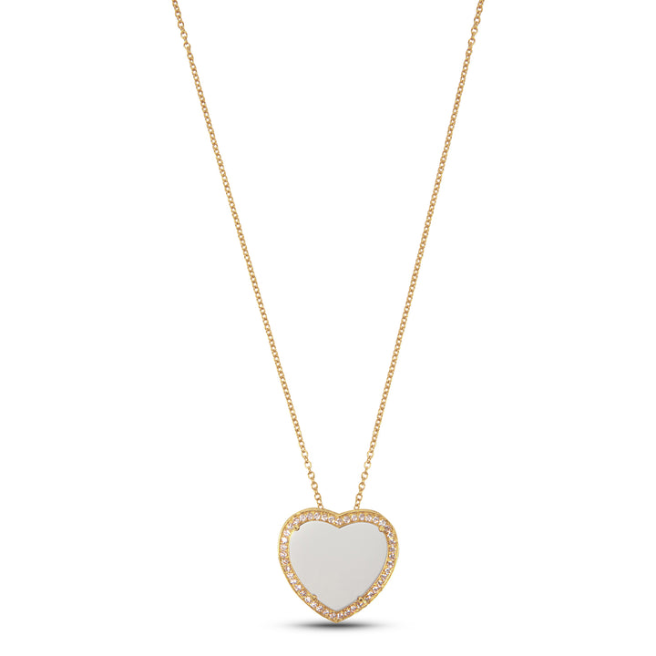 Amore Necklace White Agate Yellow Gold Large