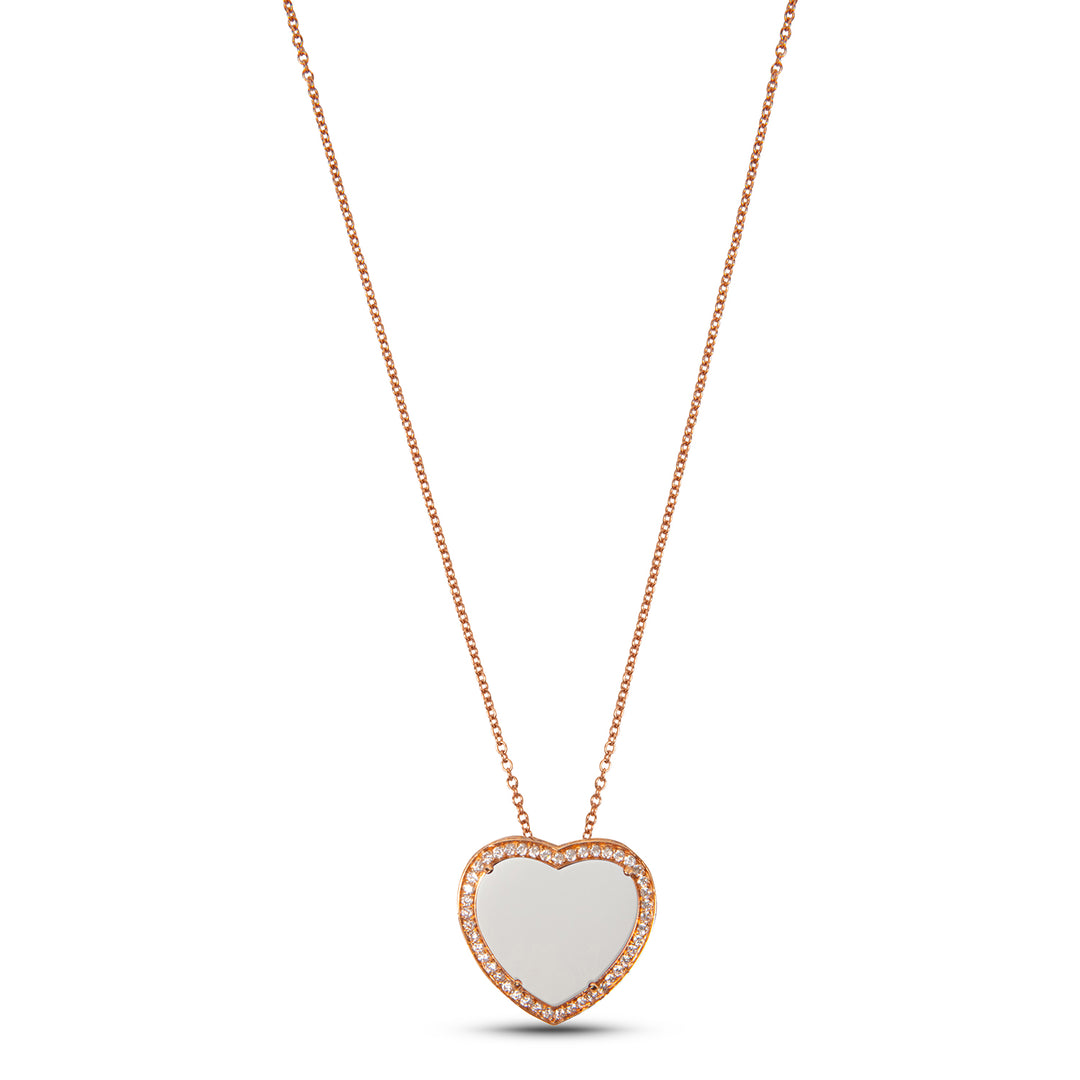 Amore Necklace White Agate Rosé Gold  Large