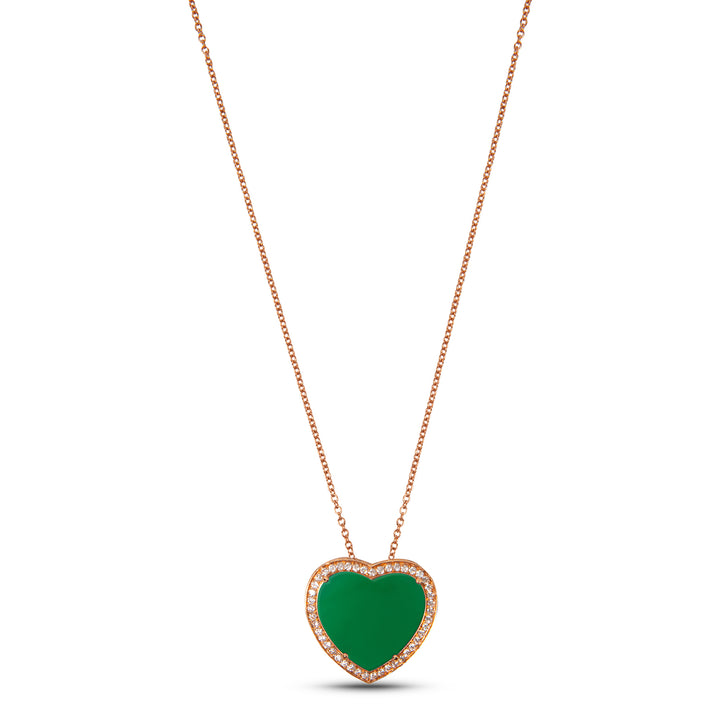 Amore Necklace Green Agate  Rosé Gold Large