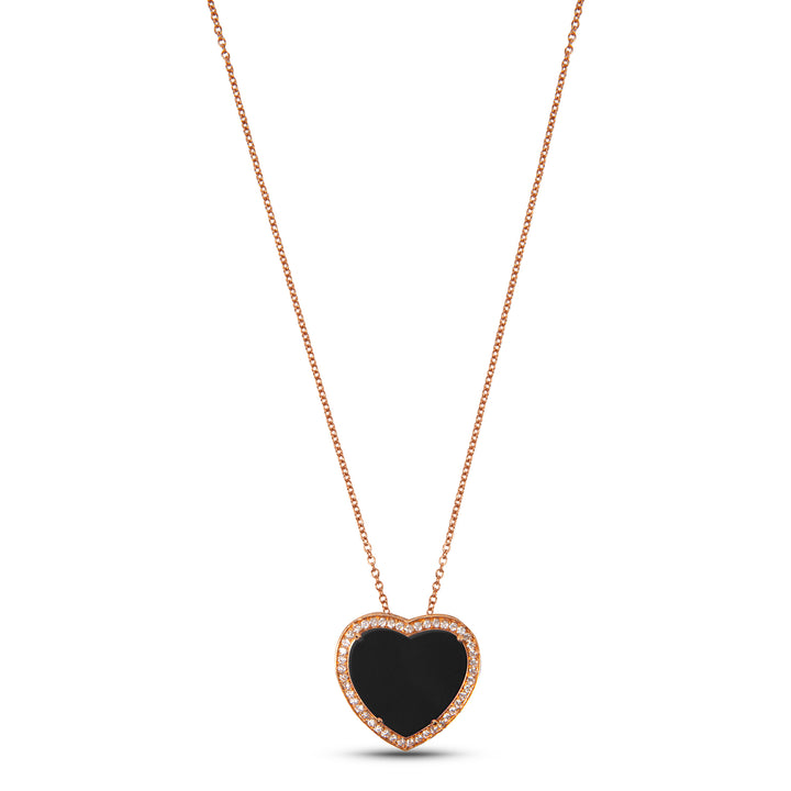 Amore Necklace Onyx Rosé Gold Large