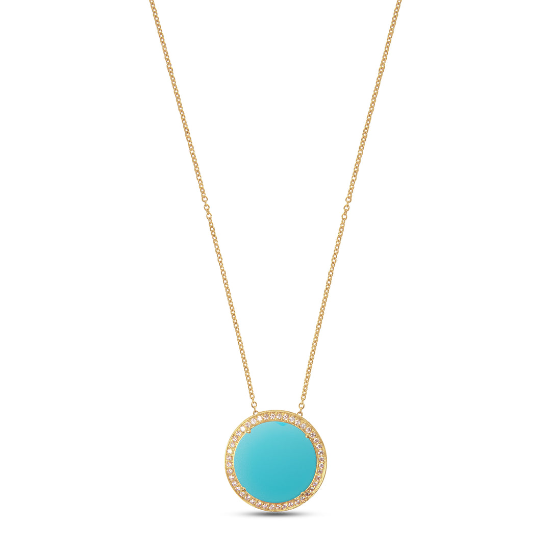 Eternity Necklace Blue Agate Yellow Gold Large