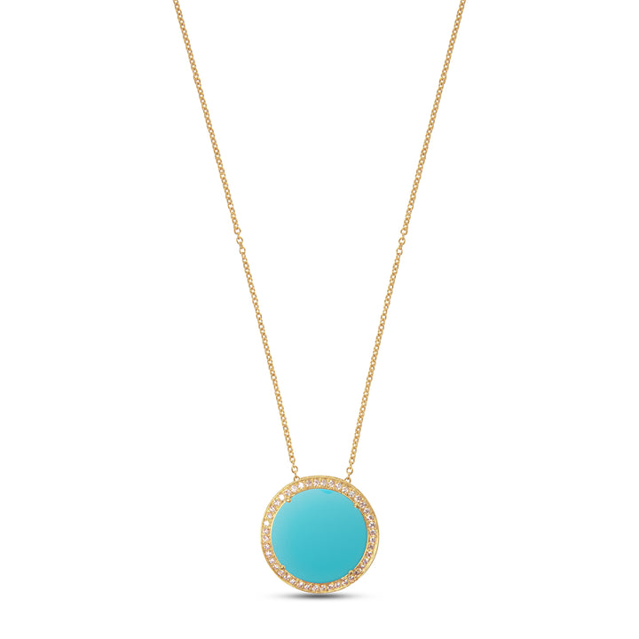 Eternity Necklace Blue Agate Yellow Gold Large