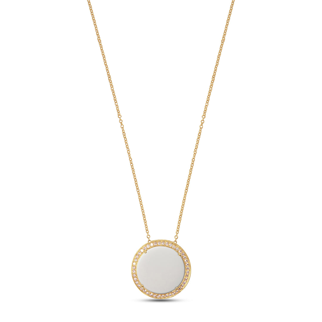 Eternity Necklace White Agate Yellow Gold Large