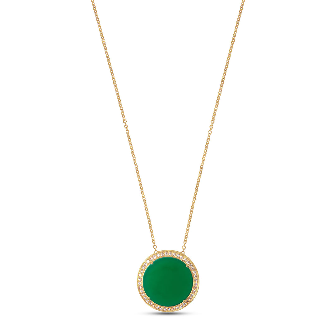 Eternity Necklace Green Agate Yellow Gold Large