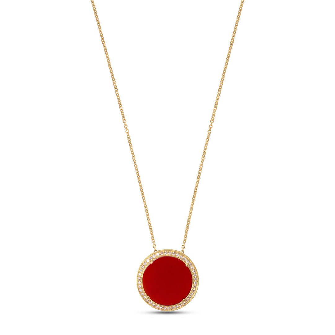 Eternity Necklace Red Carnelian Yellow Gold Large