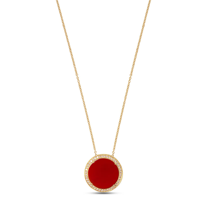 Eternity Necklace Red Carnelian Yellow Gold Large