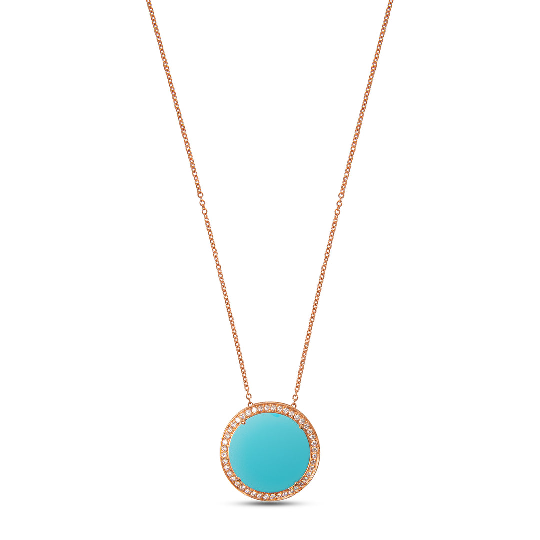 Eternity Necklace Blue Agate Rosé Gold Large