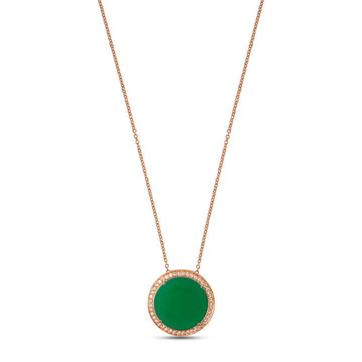 Eternity Necklace Green Agate Rosé Gold Large