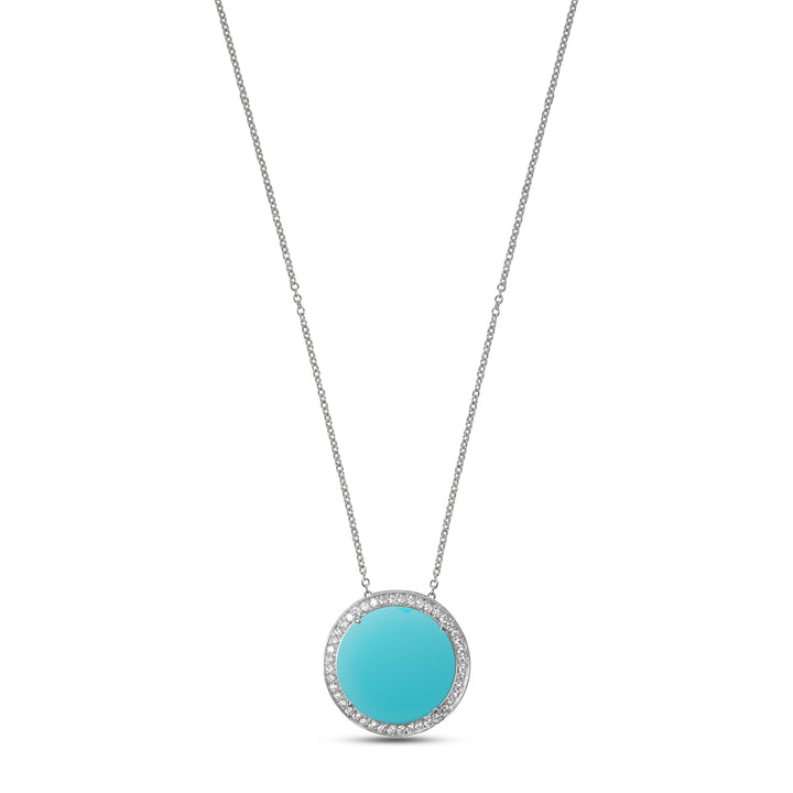 Eternity Necklace Blue Agate White Gold  Large