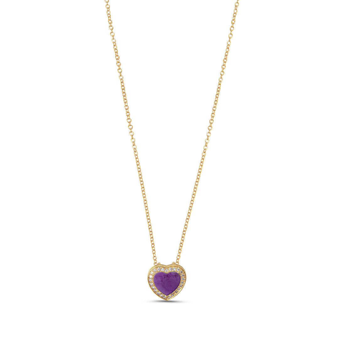 Amore Necklace Purple Agate Yellow Gold Small