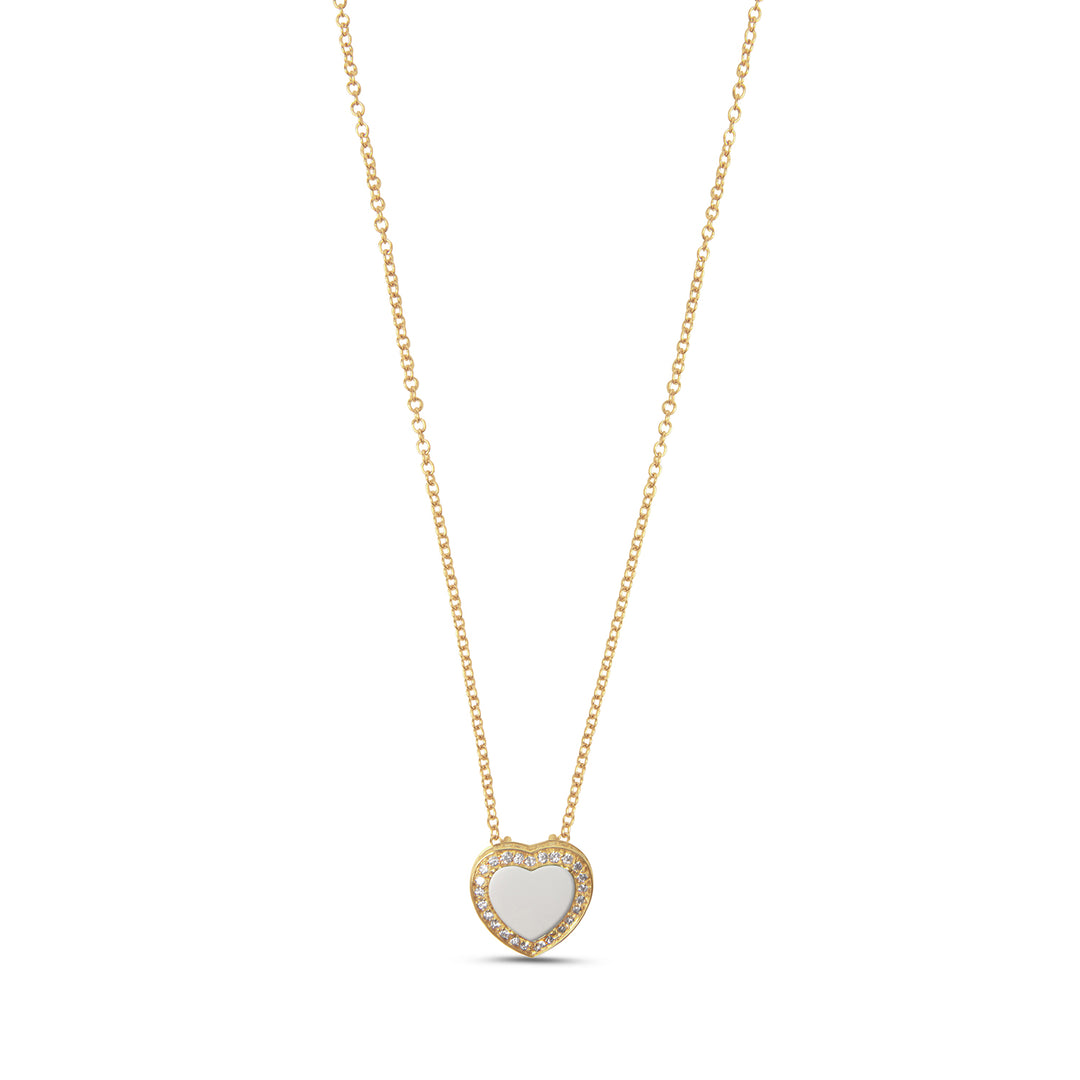 Amore Necklace White Agate Yellow Gold Small