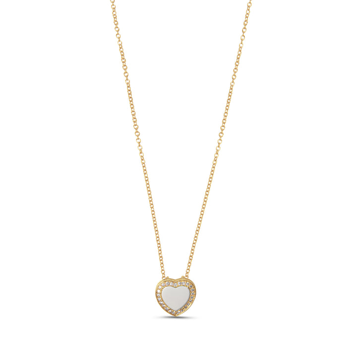 Amore Necklace White Agate Yellow Gold Small