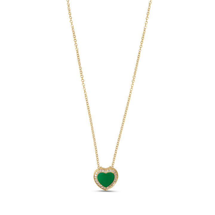 Amore Necklace Green Agate Yellow Gold Small
