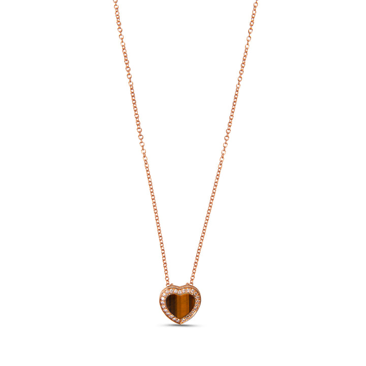 Amore Necklace Tiger Eye Rosé Gold Small