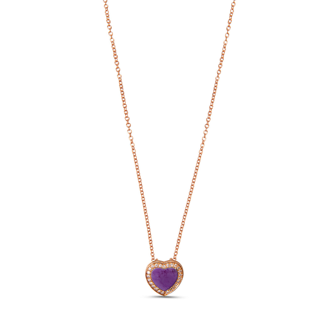 Amore Necklace Purple Agate Rosé Gold Small
