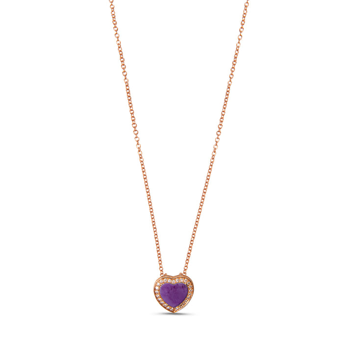 Amore Necklace Purple Agate Rosé Gold Small