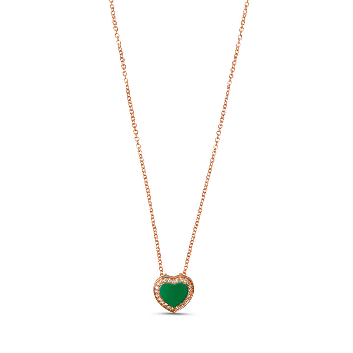 Amore Necklace Green Agate Rosé Gold Small