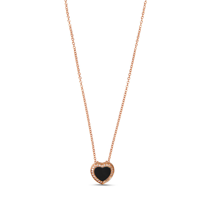 Amore Necklace Onyx Rosé Gold Small