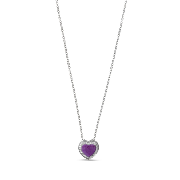 Amore Necklace Purple Agate White Gold Small