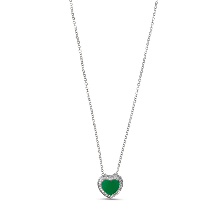Amore Necklace Green Agate White Gold Small