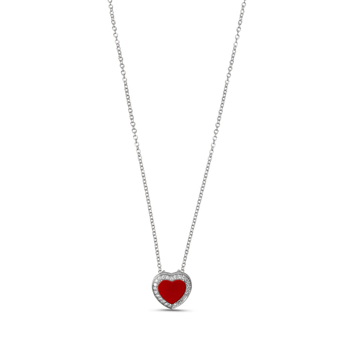 Amore Necklace Red Carnelian White Gold Small