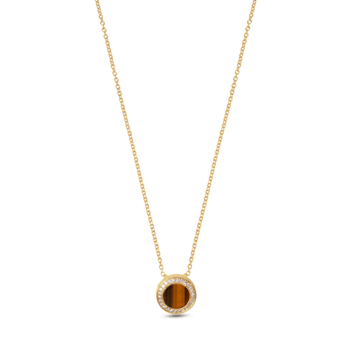 Eternity Necklace Tiger Eye Yellow Gold Small
