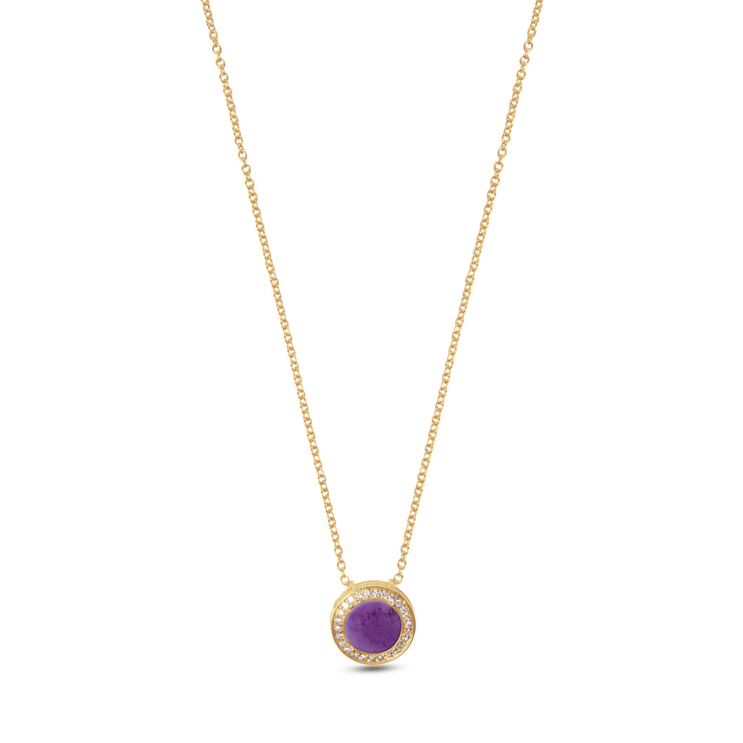 Eternity Necklace Purple Agate Yellow Gold Small
