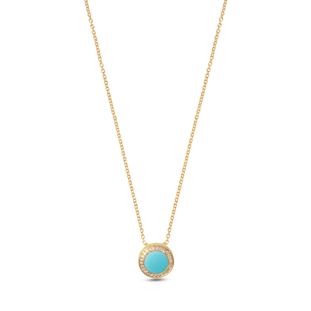 Eternity Necklace Blue Agate Yellow Gold Small