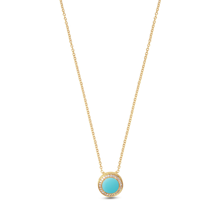 Eternity Necklace Blue Agate Yellow Gold Small