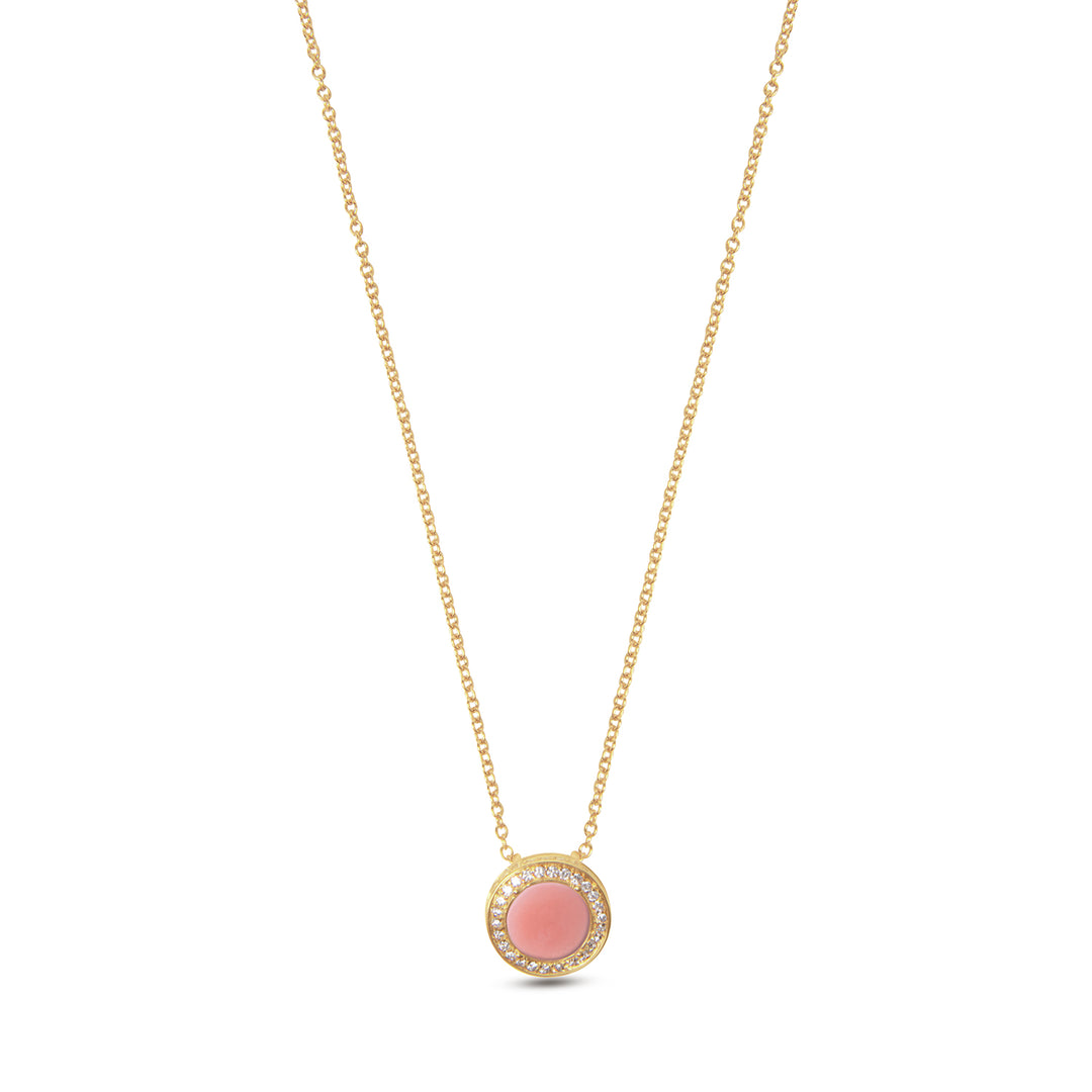 Eternity Necklace Pink Opal Yellow Gold Small
