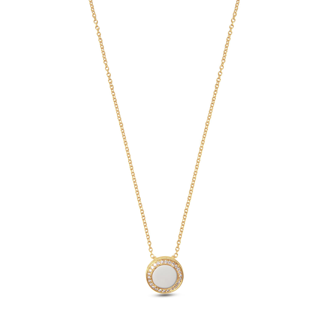 Eternity Necklace White Agate Yellow Gold Small