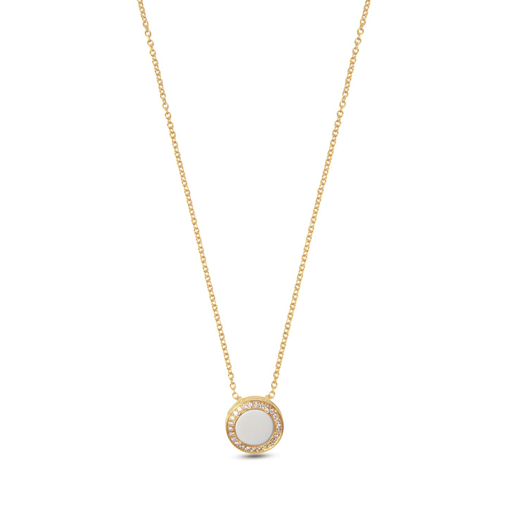 Eternity Necklace White Agate Yellow Gold Small