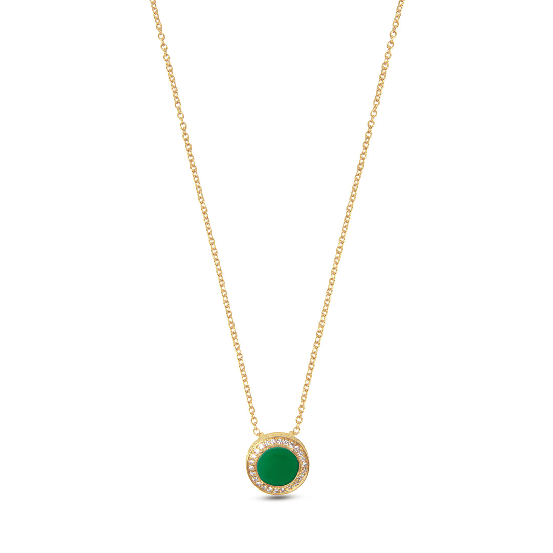 Eternity Necklace Green Agate Yellow Gold Small