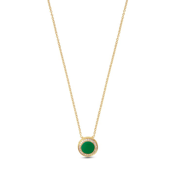 Eternity Necklace Green Agate Yellow Gold Small