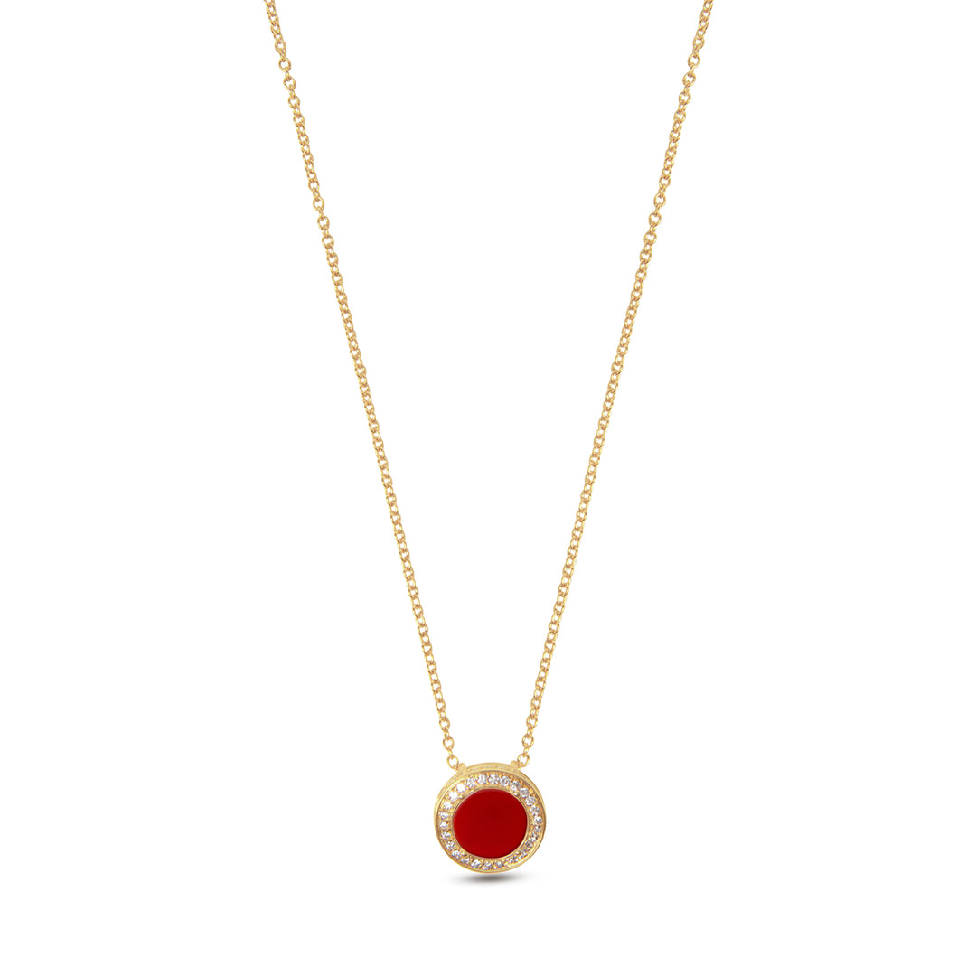 Eternity Necklace Red Carnelian Yellow Gold Small