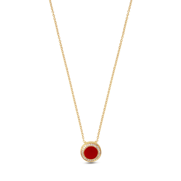 Eternity Necklace Red Carnelian Yellow Gold Small