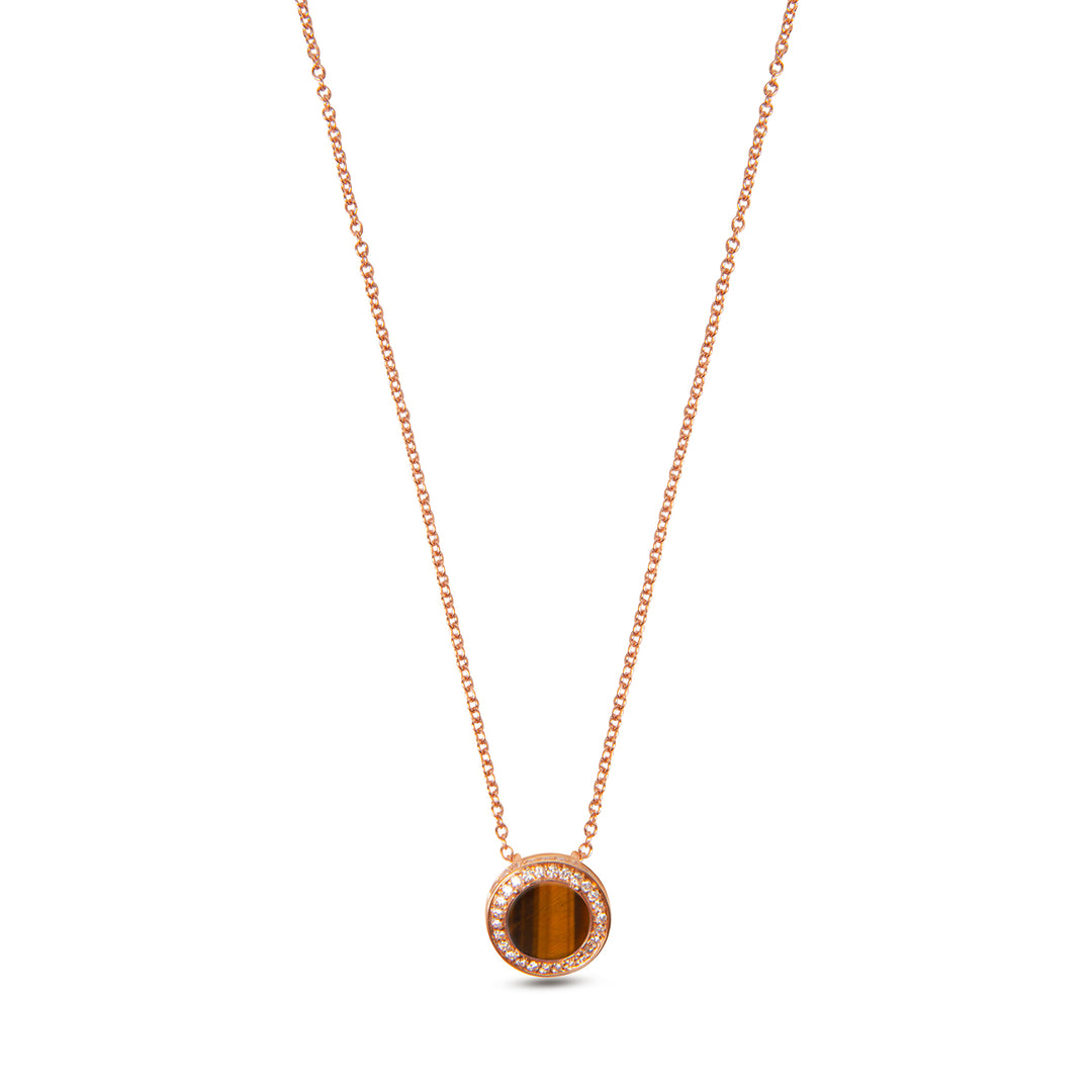 Eternity Necklace Tiger Eye Rosé Gold Small