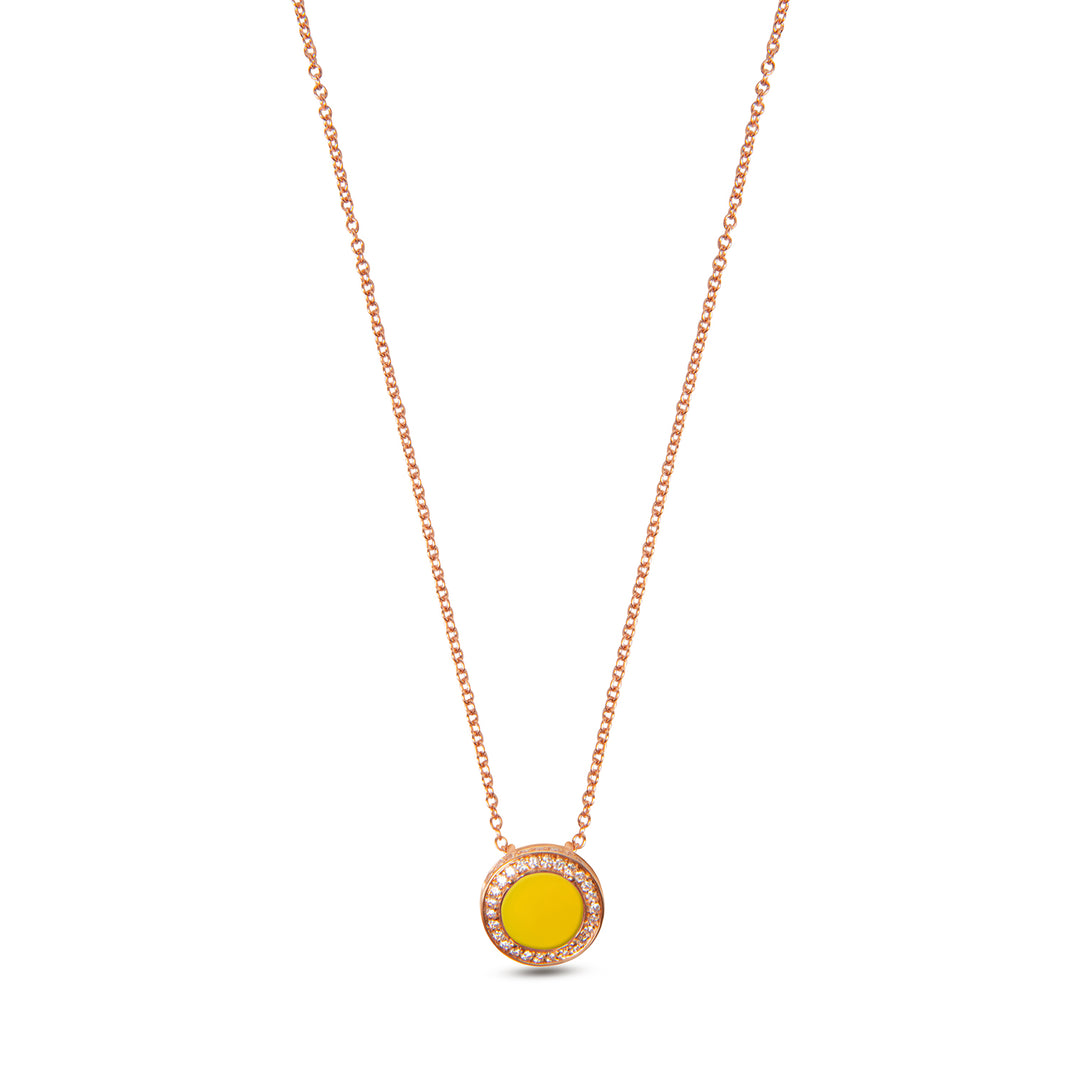 Eternity Necklace Yellow Agate Rosé Gold Small