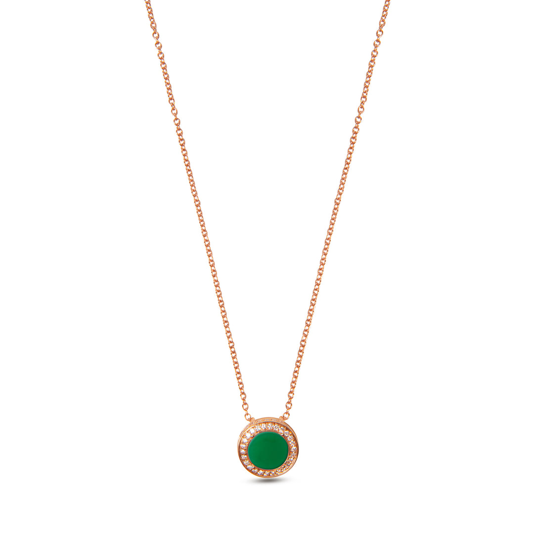 Eternity Necklace Green Agate Rosé Gold Small