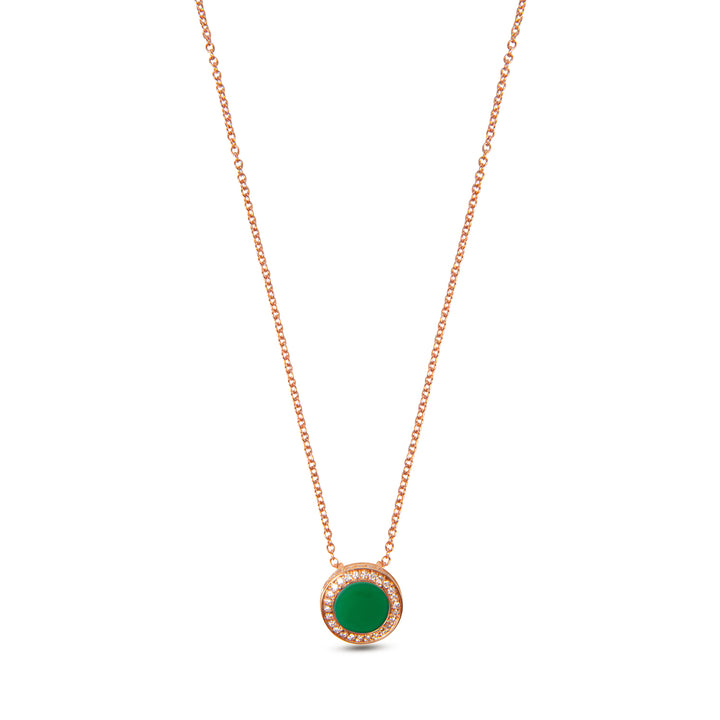 Eternity Necklace Green Agate Rosé Gold Small