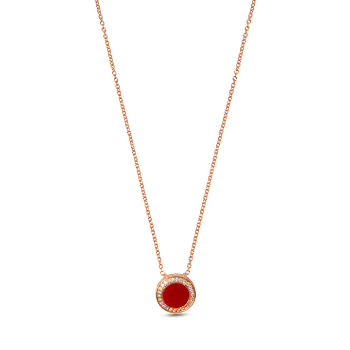 Eternity Necklace Red Carnelian Rosé Gold Small