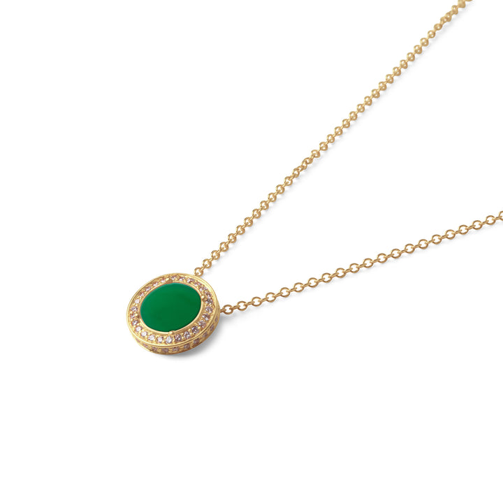 Eternity Necklace Green Agate Yellow Gold Small