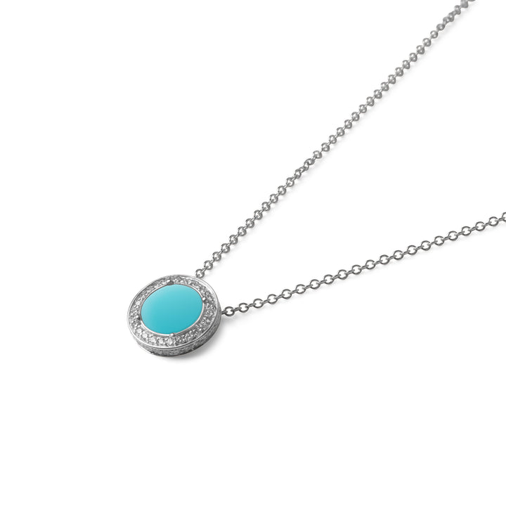 Eternity Necklace Blue Agate  White Gold Small
