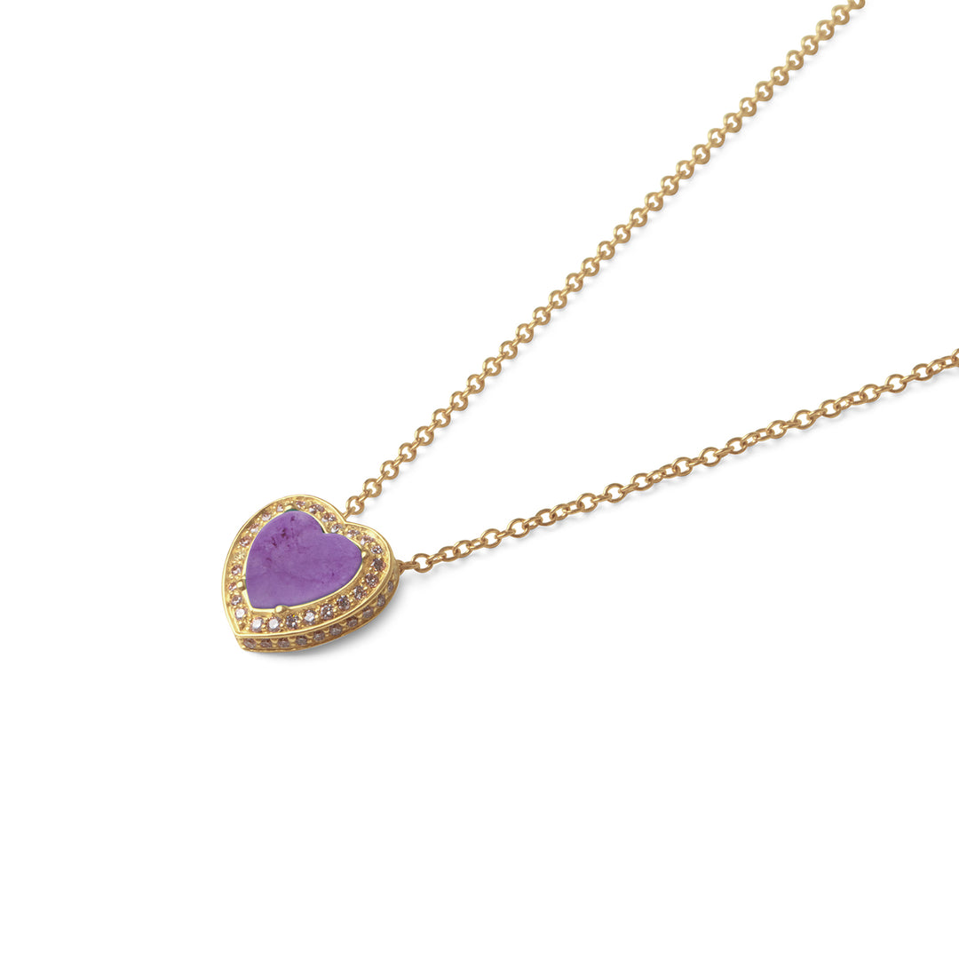 Amore Necklace Purple Agate Yellow Gold Small