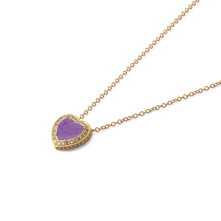 Amore Necklace Purple Agate Yellow Gold Small