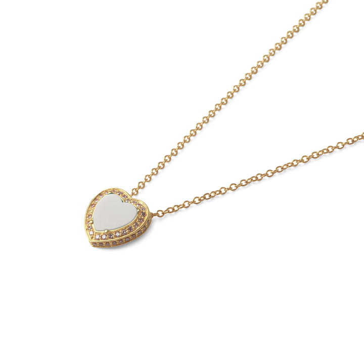 Amore Necklace White Agate Yellow Gold Small