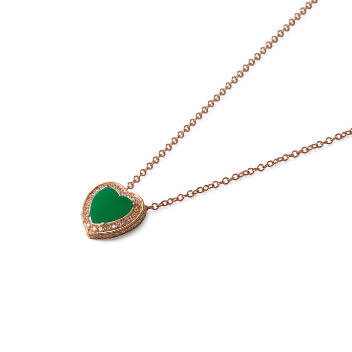 Amore Necklace Green Agate Rosé Gold Small